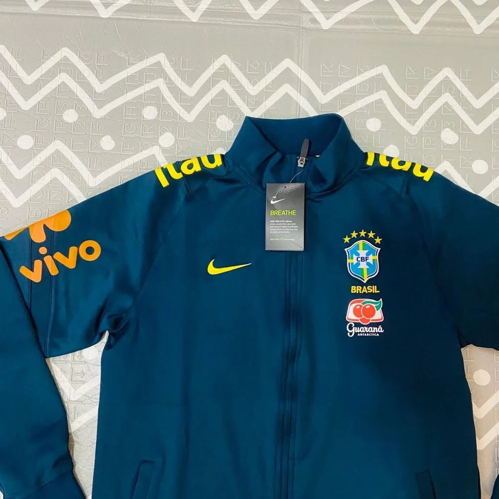 Nike brasil Brazil navy training pre match soccer jacket sweatshirt - Picture 2 of 4